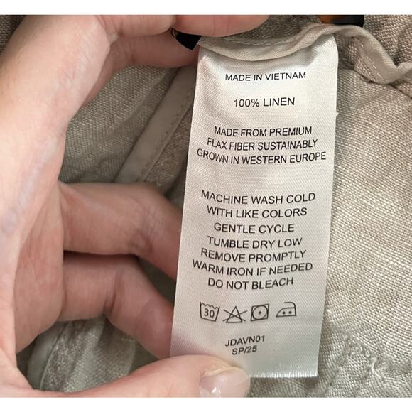 Quince Beige Flax 100% European Linen Women's Pants Size Large - Picture 3 of 6
